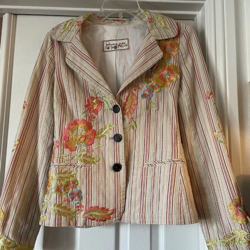 Johnny Was Multicolor Embroidered Women's Jacket. Boho bohemian western